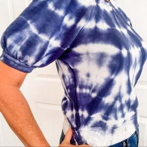 Ulla Johnson Blue Tie-Dye Puff Sleeve Sweatshirt